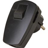 Angled plug with switch, black