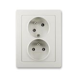 5513J-C02357 S1 Double socket outlet with earthing pins, shuttered, with turned upper cavity
