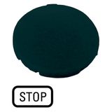 Button plate, flat black, STOP