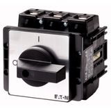 On-Off switch, P5, 250 A, flush mounting, 3 pole, with black thumb grip and front plate