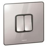 Synergy Sleek 2 Gang 2 Way 20AX Single Pole Plate Switch Polished Stainless Steel