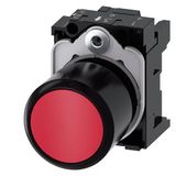 Pushbutton, compact, with extended stroke (12 mm), 22 mm, round, plastic, red,  3SU1200-0EB20-0AA0-Z X90