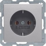 SCHUKO socket outlet w. screw-in lift terminals, Q.1/Q.3, alu velvety,