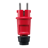 SCHUKO plug, red, Elamid high performance plastic, 2 earthing systems, IP44