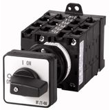 On-Off switch, T3, 32 A, rear mounting, 6 contact unit(s), 9-pole, 2 N/O, 1 N/C, with black thumb grip and front plate