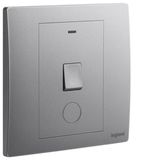 Mallia Senses - 1 gang 1 way double pole switch 20AX with led indicator and earth terminal cable outlet - Dark Silver