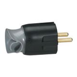 Male plug with plastic earth - cable orientation 360° - blister pack - black