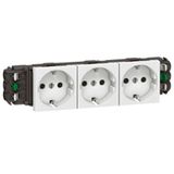 Socket Mosaic - 3 x 2P+E -for installation on trunking -automatic term -standard