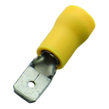 Flat plug (male) 4.0-6.0/0.8x6.3x0.8 yellow insulated Nylon