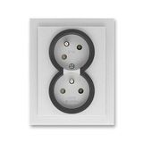 5513M-C02357 72 Double socket outlet with earthing pins, shuttered, with turned upper cavity ; 5513M-C02357 72