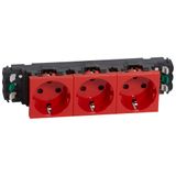 Socket Mosaic - 3 x 2P+E -for installation on trunking -auto. term. -tamperproof