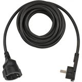 Short Extension Cable With Angled Flat Plug 5m H05VV-F3G1.5 black