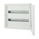 Complete flush-mounted flat distribution board, white, 24 SU per row, 2 rows, type E