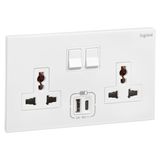 2G MULTISTANDARD SWITCHED SOCKET WITH TWO USB TYPE A+TYPE C