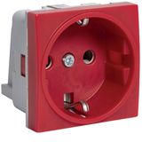 Red Schuko socket 2M 16A 250V RAL 3003