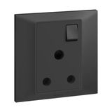 Belanko S 1 gang single pole BS switched socket outlet + neon - 15A - Anthracyte