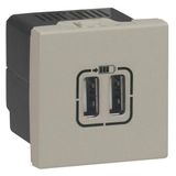 USB power supply charger Arteor - double USB sockets - 5 V - 3 A - 2 modules - champagne