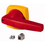 Rotary handle, 6mm, for mounting shroud, red/yellow