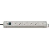 Premium-Line extension lead 6-way 3m H05VV-F 3G1,25 lightgrey  with plug *GB*