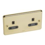 Synergy™ Authentic - 2 gang unswitched socket outlet 13A Glossy gold