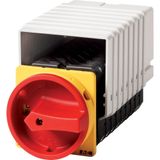 Main switch, T5B, 63 A, flush mounting, 8 contact unit(s), 16-pole, Emergency switching off function, With red rotary handle and yellow locking ring