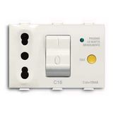2P+E socket outlet, 16A - 250V, with RCD 10mA, P17/11 Italian type Bipasso White - Chiara