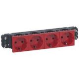 4x2P+E socket prog Mosaic for DLP trunking - automatic terminals -German std-red