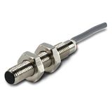 Proximity switch, E57 Global Series, 1 NC, 3-wire, 10 - 30 V DC, M8 x 1 mm, Sn= 3 mm, Flush, NPN, Stainless steel, 2 m connection cable
