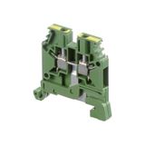 MODULAR TERMINAL BLOCKS, GROUND, SCREW CLAMP TERMINAL BLOCK, GREEN & YELLOW, PRODUCT SPACING .235 IN [6 MM], 6 POSITION, SCREW TERMINAL