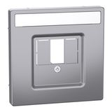 Central plate with rectangular cutout and lettering, stainless steel, system