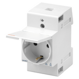 DIN RAIL SOCKET- GERMAN STANDARD - WITH COVER - 2P+E 16A - 2,5 MODULES