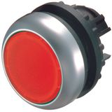 Illuminated pushbutton actuator, RMQ-Titan, Flush, momentary, red, Blank, Bezel: titanium