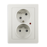 5593J-C02357 S1 Double socket outlet with earthing pins, shuttered, with turned upper cavity, with surge protection