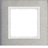 Frame 1gang, B.7, stainless steel/p. white matt, metal brushed