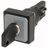 Key-operated actuator, 3 positions, white, momentary