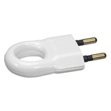 2P plug - 6 A - plastic with extraction ring - white - gencod labelling