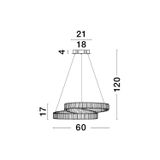 Triac Dimmable Chrome Metal & Crystal   LED 50W 230 Volt   4070Lm 3500K  IP20 Class I   D: 60 H: 120 cm Adjustable  Height