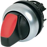 Illuminated selector switch actuator, RMQ-Titan, With thumb-grip, maintained, 3 positions, red, Bezel: titanium