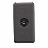 COAXIAL TV RESISTIVE SOCKET-OUTLET - IEC FEMALE CONNECTOR 9,5mm - FEEDTHROUGH 20 dB - 1 MODULE - SYSTEM BLACK