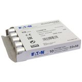 Fuse-link, LV, 10 A, AC 690 V, 22 x 58 mm, aM, IEC