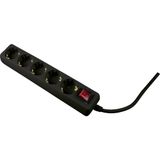 5-way power strip, 2m, black