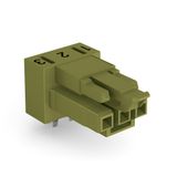 Socket for PCBs angled 3-pole light green