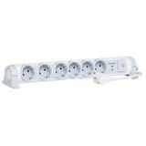 Multi-outlet extension for comfort/safety - 6x2P+E + v.s.p. - 1.5 m cord