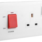 Eloe - 2 gang cooker unit (45A double pole switch + 13A British Standard + neon) - White