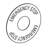 Harmony XB6, marked legend Ø 45 for emergency stop pushbutton, EMERGENCY STOP