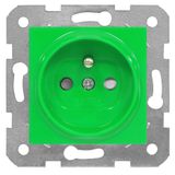 Pin socket outlet with safety shutter, green, cage clamps