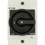 Main switch, T0, 20 A, surface mounting, 3 contact unit(s), 3 pole + N, 1 N/O, 1 N/C, STOP function, With black rotary handle and locking ring, Lockab