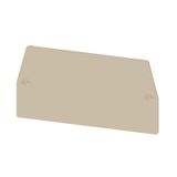 End and partition plate for terminals, 68.5 mm x 1.5 mm, dark beige