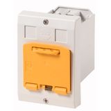 Insulated enclosure, E-PKZ0, H x W x D = 129 x 90 x 128 mm, flush-mounted, + yellow padlock device