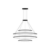 Pendant Circular Outward 4 Rings (ø600 ø1200 ø1200 ø600) LED 206.3W 9476lm 2700K Black